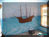 mural artist James Labadie - Kids Pirate Ship mural pirate ship silhouette