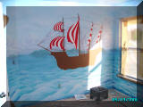 mural artist James Labadie - Kids Pirate Ship mural pirate ship with sails