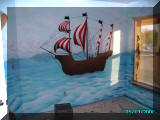 mural artist James Labadie - Kids Pirate Ship mural pirate ship with shading