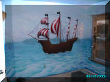 mural artist James Labadie - Kids Pirate Ship mural pirate ship with shadows and highlights